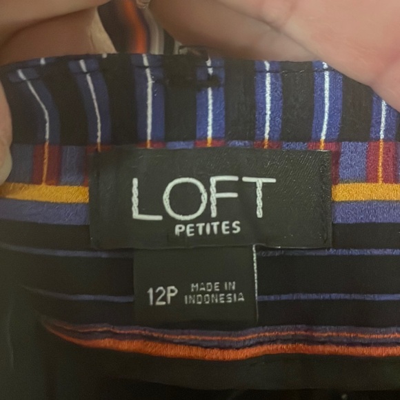 LOFT MULTI STRIPE MULTI COLOR WIDE LEG CROP PANTS WITH POCKETS SZ  12P - Picture 11 of 13